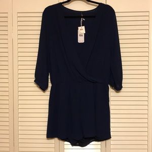 Navy Naked Zebra Romper